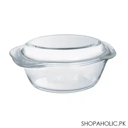 pyrex round bakeware borosilicate glass casserole, 1.4 liter with lid, px cas1400lh main image