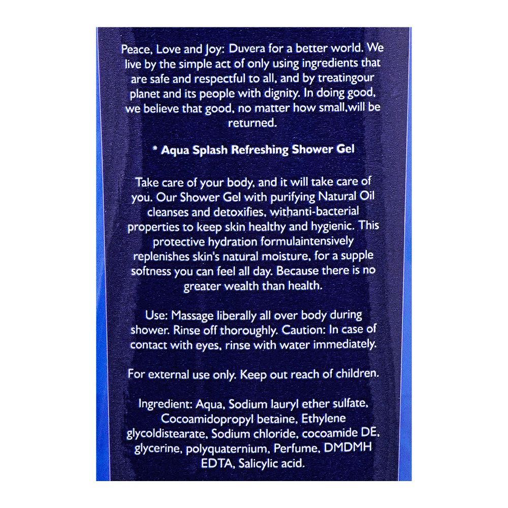 Duvera Aqua Splash Refreshing Shower Gel, 725ml - Image 3