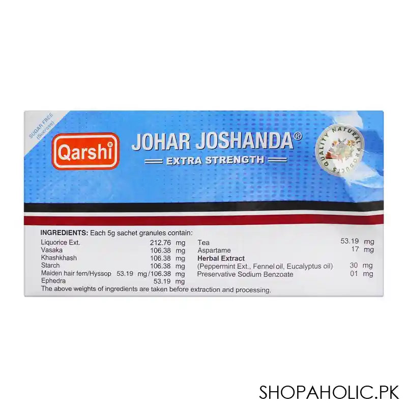 Qarshi Johar Joshanda With No Sucrose Content, Sugar Free, Relieve Flu, Cough and Cold - Image 2