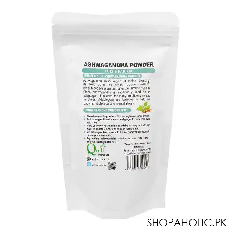 Quill Ashwagandha Powder, Support For Stress-Free Living, Herbal Supplement, 125g - Image 2