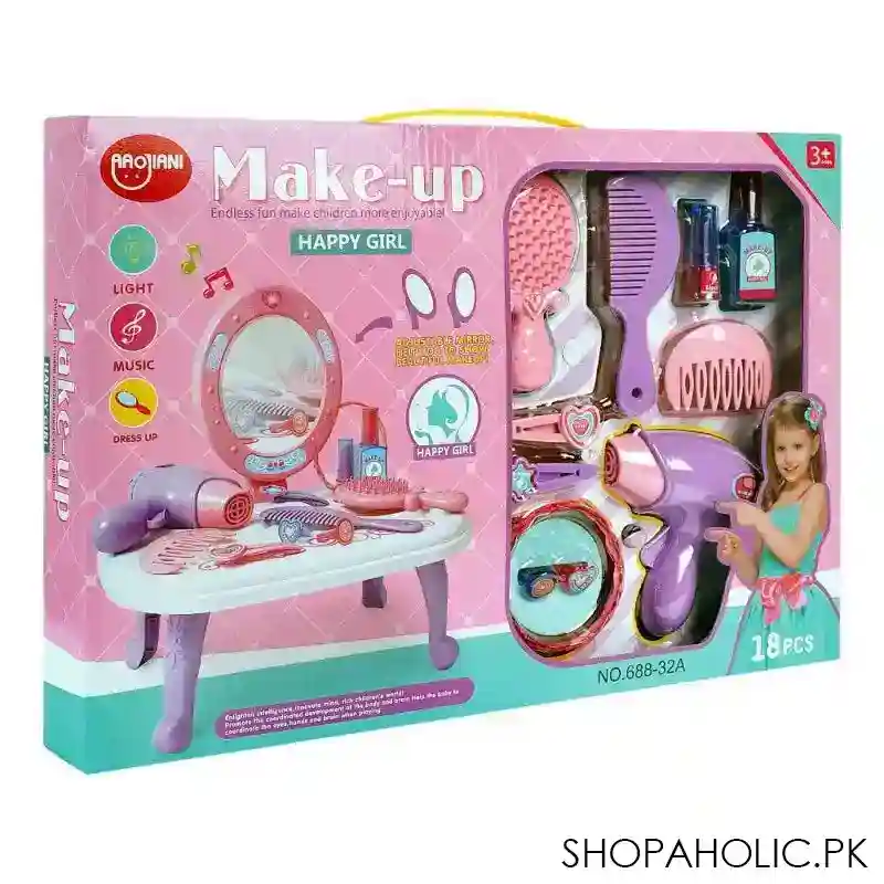 rabia toys happy girls make up 18 pack set with light & music, for 3+ years, 688 32a main image