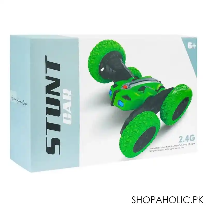 rabia toys remote control 360 rolling 2 sided stunt car, w/light green, for 6+ years, cq 507 image2