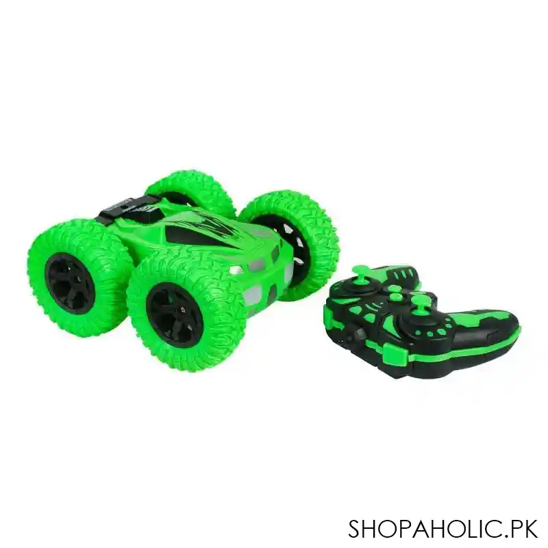 rabia toys remote control 360 rolling 2 sided stunt car, w/light green, for 6+ years, cq 507 main image