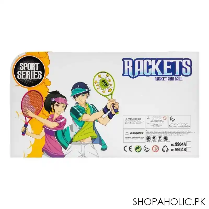 rabia toys sport series racket and shutter cock w/ball set 2 pack, yellow & blue, for 3+ years, 9904a image2