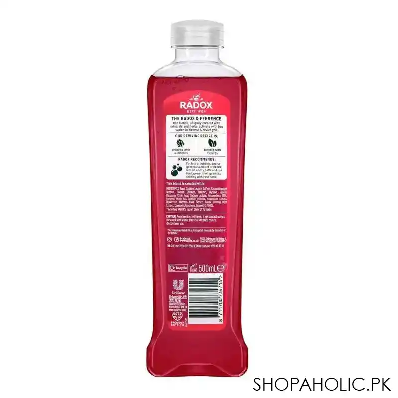 radox muscle therapy blended with mineral, black pepper scent & ginseng bath soak, 500ml image2