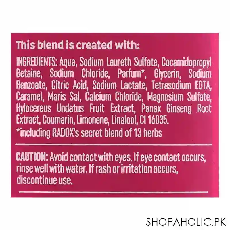 radox muscle therapy blended with mineral, black pepper scent & ginseng bath soak, 500ml image3