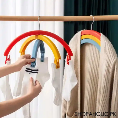 rainbow three layer clothes drying clip hanger image2