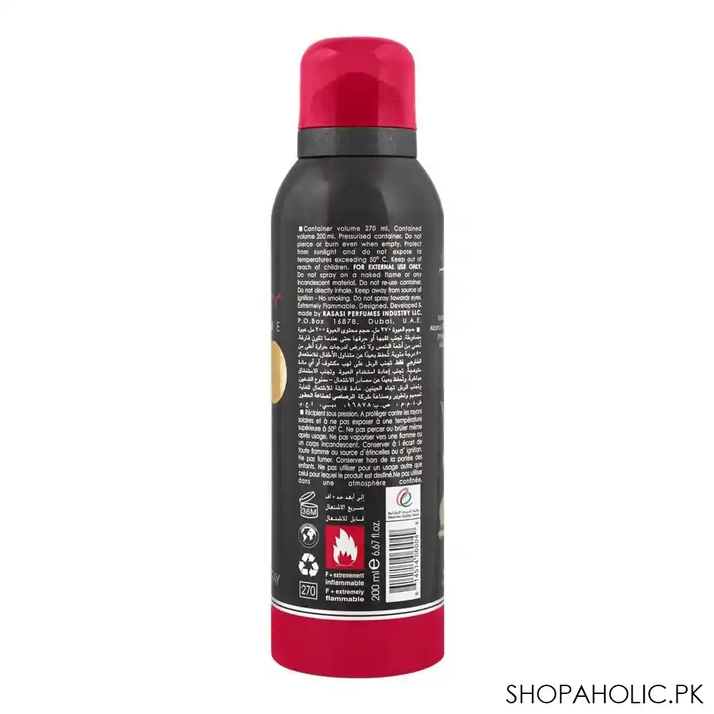 rasasi chastity deodorant spray, for men, 200ml image2