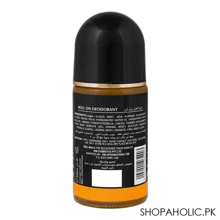 Real Man Pure Oriental Deodorant Roll On, 48 Hours Lasting, Dermatologist Tested, For Men's, 50ml - Image 2