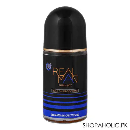 Real Man Pure Spicy Deodorant Roll On, 48 Hours Lasting, Dermatologist Tested, For Men's, 50ml - Main Image