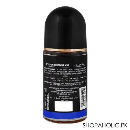 Real Man Pure Spicy Deodorant Roll On, 48 Hours Lasting, Dermatologist Tested, For Men's, 50ml - Image 3