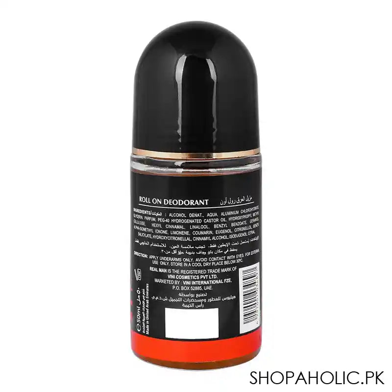 Real Man Pure Wood Deodorant Roll On, 48 Hours Lasting, Dermatologist Tested, For Men's, 50ml - Image 2