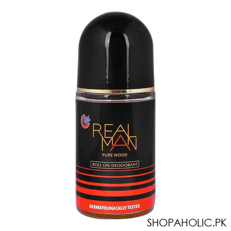 Real Man Pure Wood Deodorant Roll On, 48 Hours Lasting, Dermatologist Tested, For Men's, 50ml - Main Image