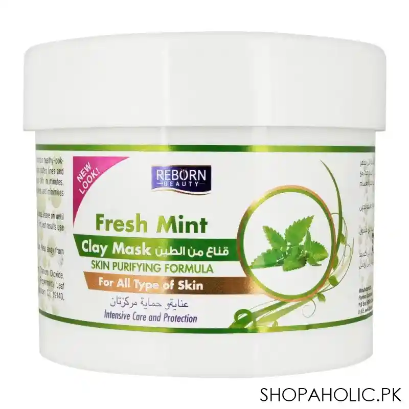 reborn beauty fresh mint skin purifying formula clay face mask, all skin types, 500ml main image