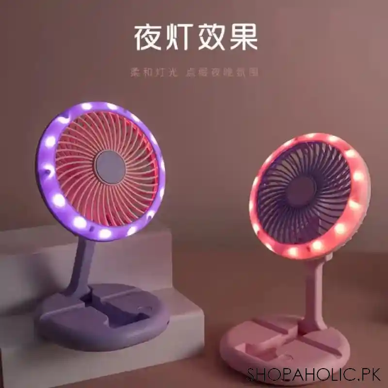 rechargable mini foldable fan with mobile holder image2