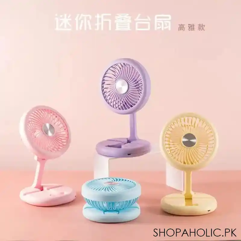 rechargable mini foldable fan with mobile holder image3