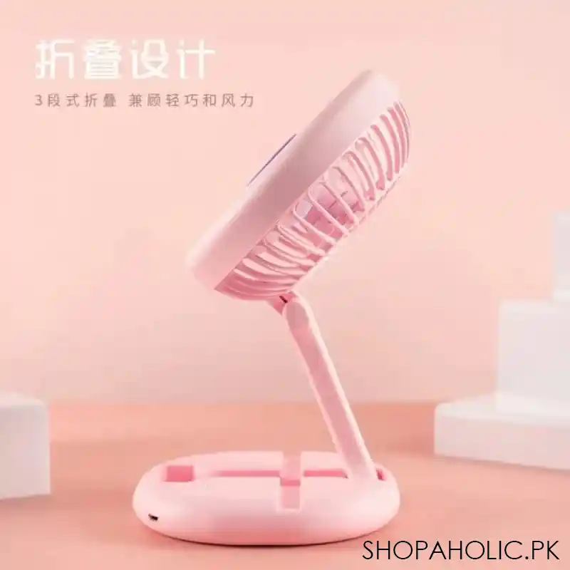 rechargable mini foldable fan with mobile holder image4