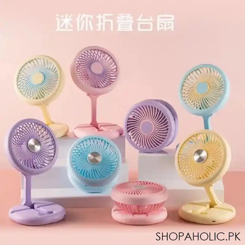 rechargable mini foldable fan with mobile holder image5