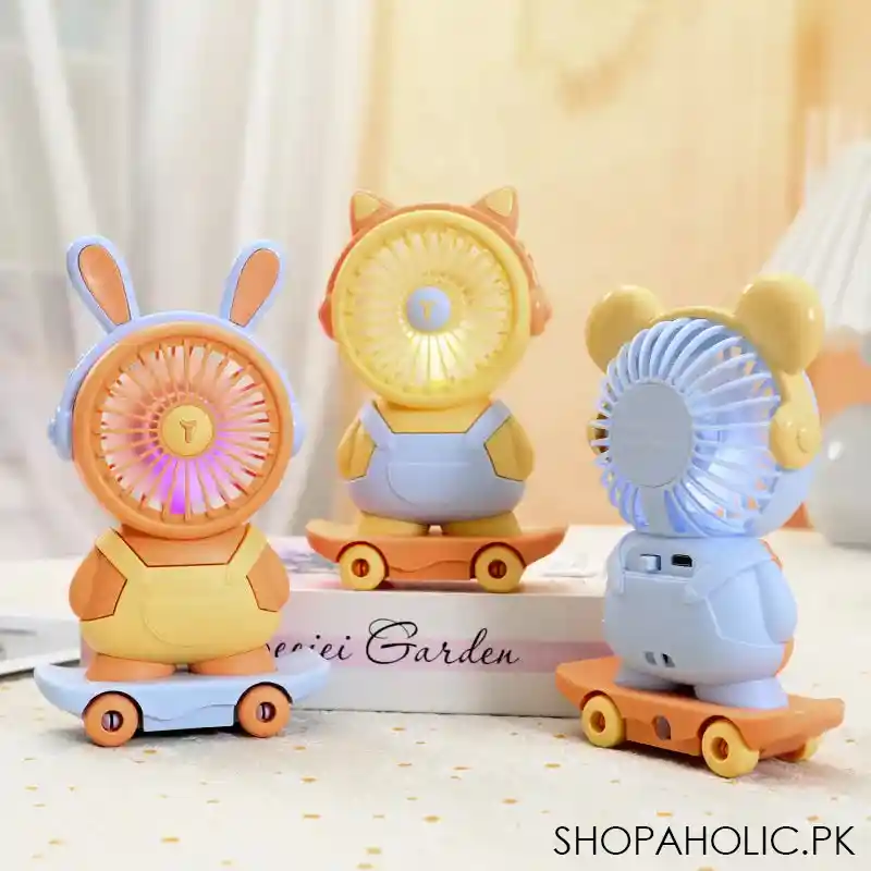 rechargable mini skateboard fan light image2