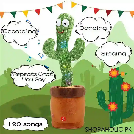 rechargeable  dancing cactus plush talkative kids toy image2