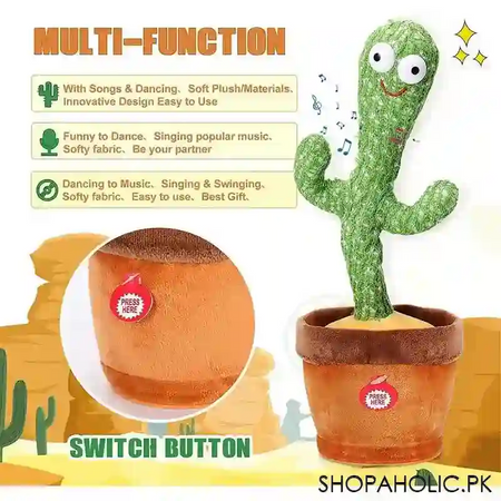 rechargeable  dancing cactus plush talkative kids toy image3
