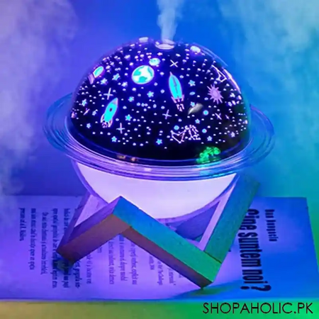 rechargeable led ultrasonic air humidifier diffuser lamp with colorful changing light and wooden stand image2