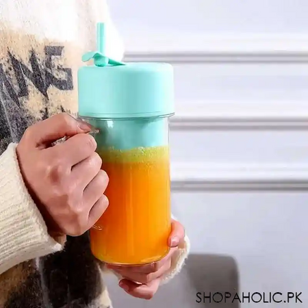 rechargeable mini portable juicer cup with straw for home, travel, outdoor image3