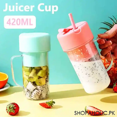 rechargeable mini portable juicer cup with straw for home, travel, outdoor main image