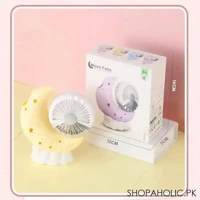 rechargeable moon shaped mini fan with pen holder image3