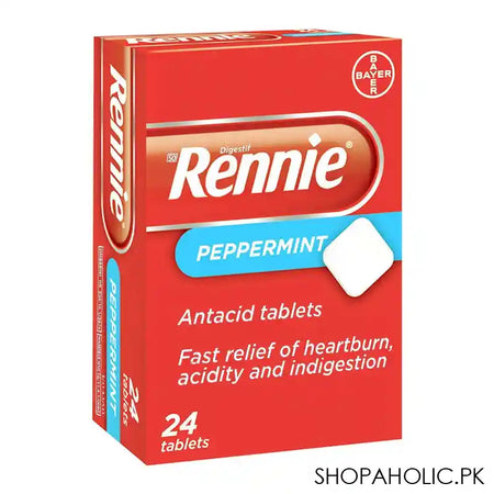 Rennie Peppermint Chewable Atacid Tablets, 1-Strip (6 Tablets) - Main Image
