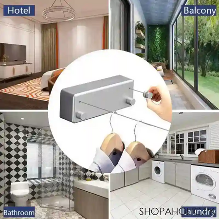 retractable double rope clothesline stainless steel washing line adjustable length 4.2 meter for indoor image7