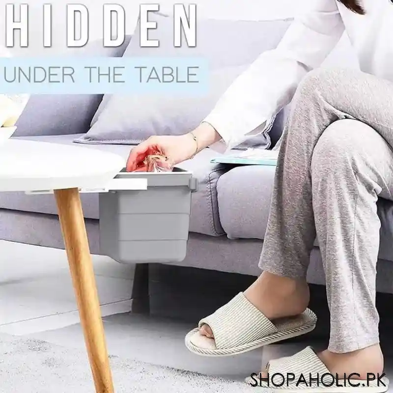 retractable hidden waste bin under table image6