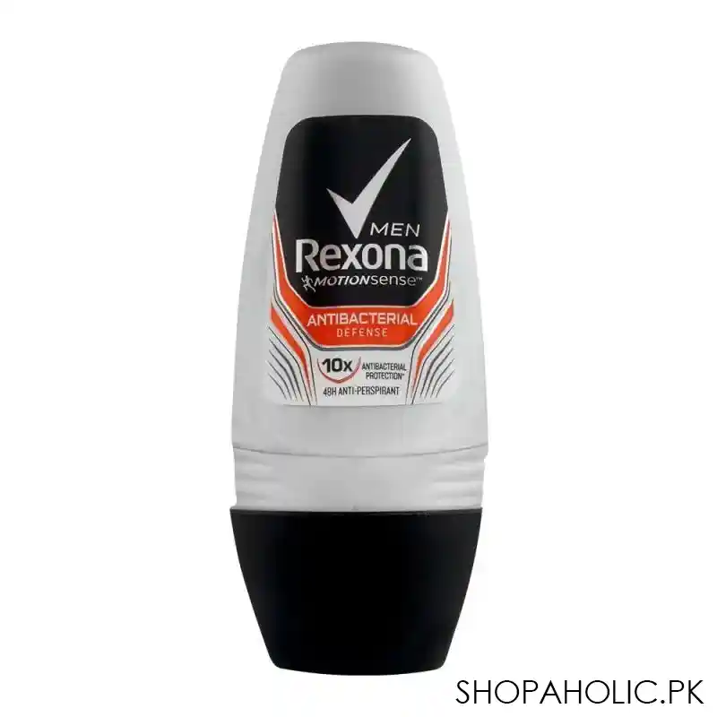 rexona men motion sense antibacterial defense 48 hours anti perspirant roll on, 50ml main image