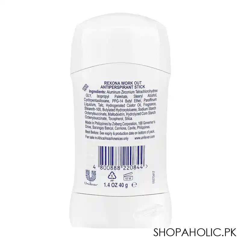 Rexona Motion sense Workout Hi-Impact Deodorant Stick, Antiperspirant, 48 Hours Lasting, 40g - Image 2