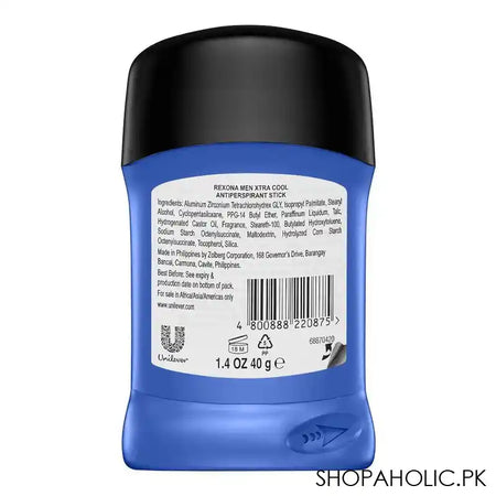 Rexona Motion Sense Xtra Cool Antiperspirant Deodorant Stick, For Men's, Antiperspirant, 48 Hours Lasting, 40ml - Image 3