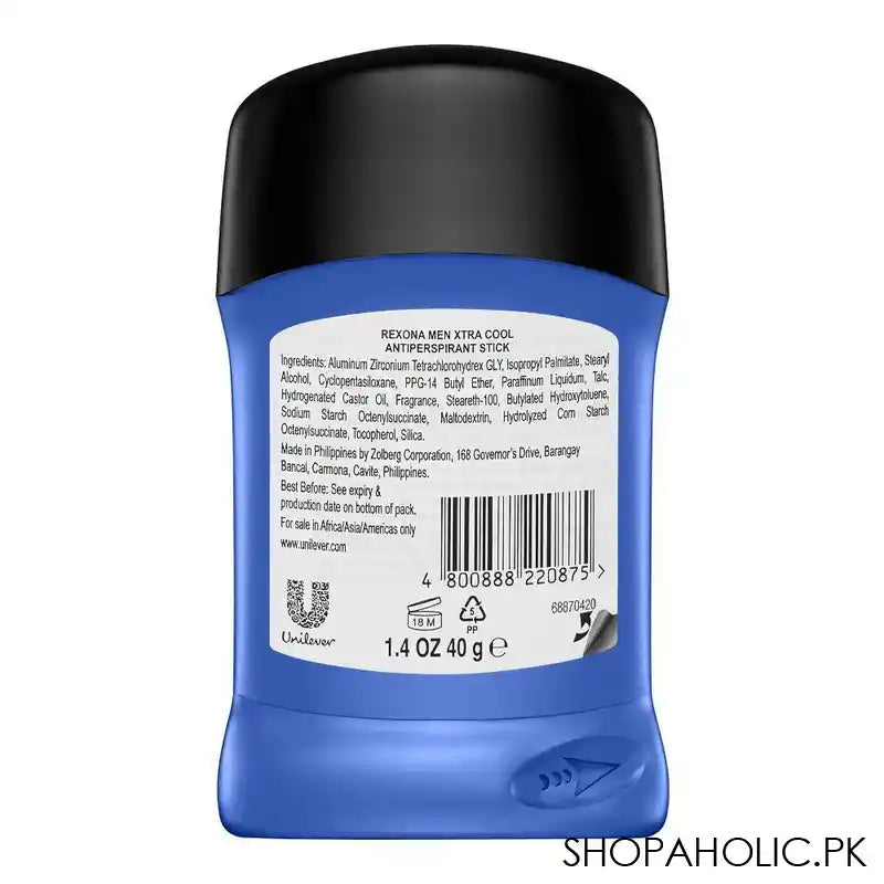 Rexona Motion Sense Xtra Cool Antiperspirant Deodorant Stick, For Men's, Antiperspirant, 48 Hours Lasting, 40ml - Image 3