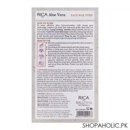 rica aloe vera cold face wax strip, all skin types, 20 pack image2