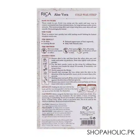 rica aloe vera cold wax strip, legs & body, all skin types, 20 pack image2