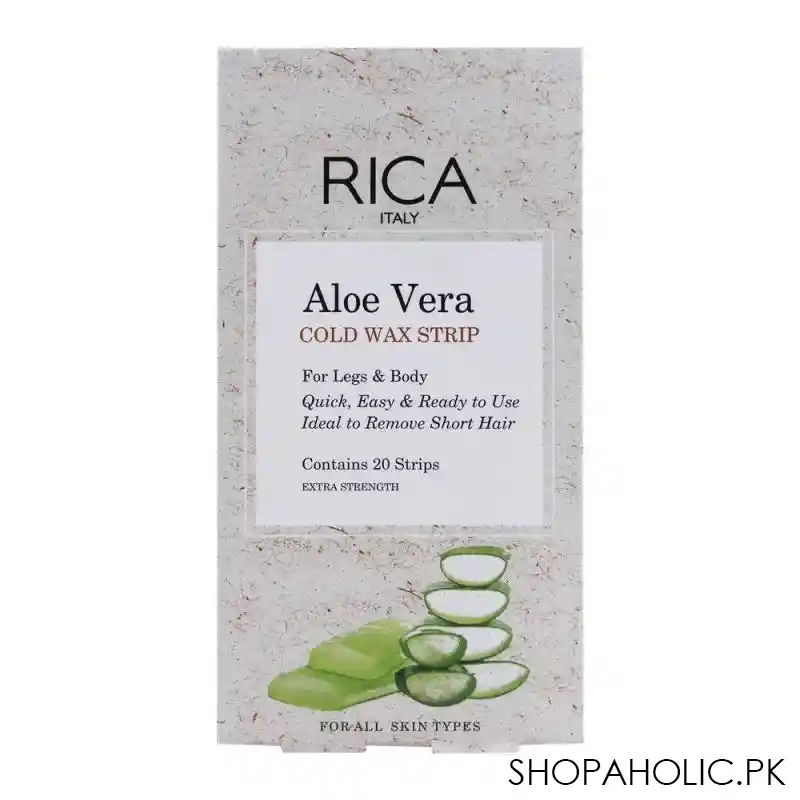 rica aloe vera cold wax strip, legs & body, all skin types, 20 pack main image