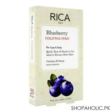 rica blueberry cold wax strips, for legs & body, all skin types, 20 pack main image