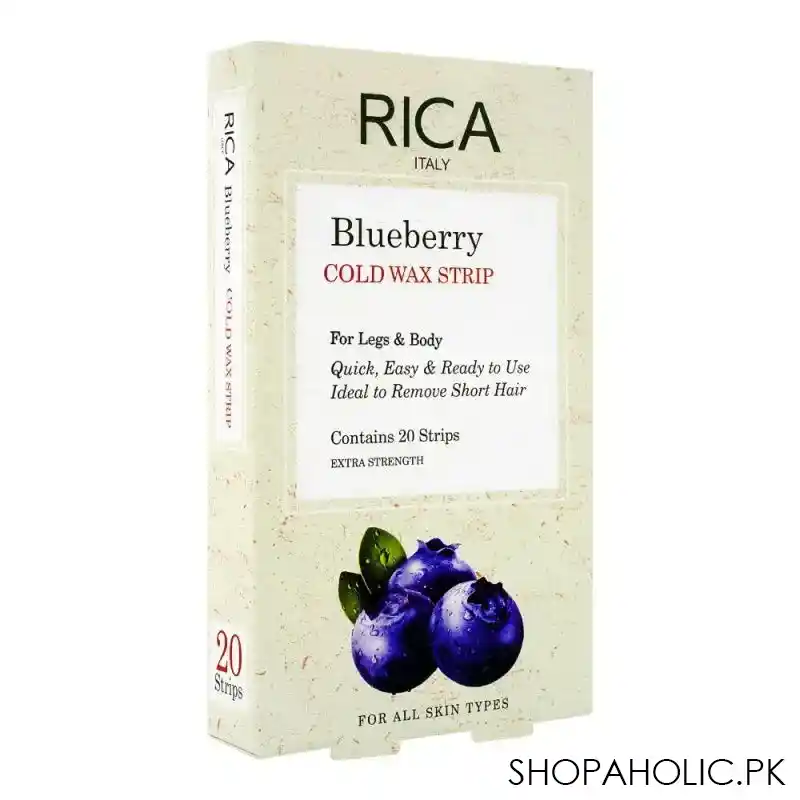 rica blueberry cold wax strips, for legs & body, all skin types, 20 pack main image