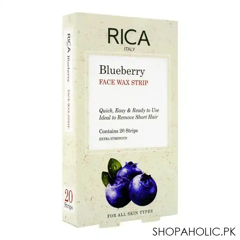 rica blueberry face wax strips, all skin types, 20 pack main image