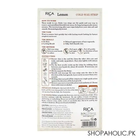rica lemon legs & body normal skin cold wax strip 20 pack image2