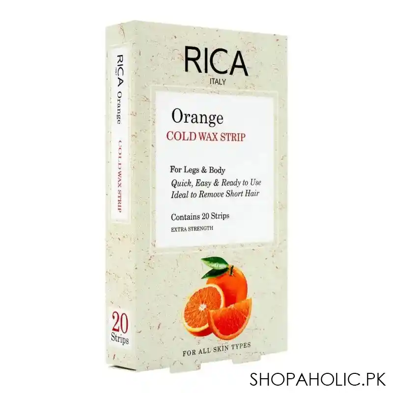 rica orange cold wax strips, for legs & body, all skin types, 20 pack main image