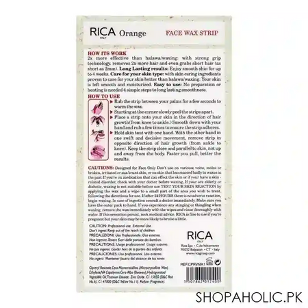 rica orange face wax strips, all skin types, 20 pack image2