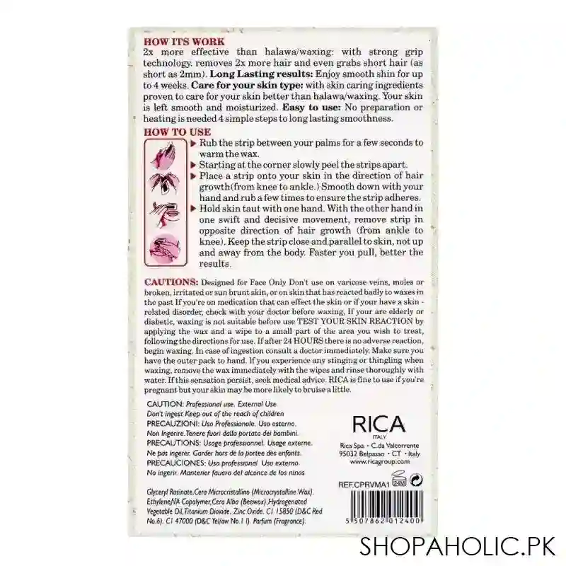 rica orange face wax strips, all skin types, 20 pack image3