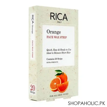 rica orange face wax strips, all skin types, 20 pack main image