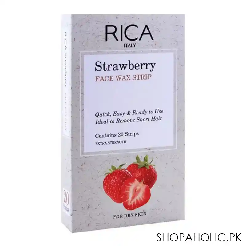 rica strawberry face wax strip, 20 pack, for dry skin main image