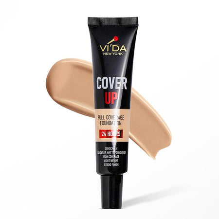 Vi'da New York Cover Up Full Coverage Foundation 24 Hours, Sunscreen, Mattifying, Oil Free, Studio Finish & Lightweight, Non-Comedogenic, 355 Rich Tan, 30ml - Main Image