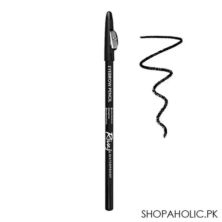 Rivaj UK Waterproof Eyebrow Pencil With Sharpener, Black - Main Image